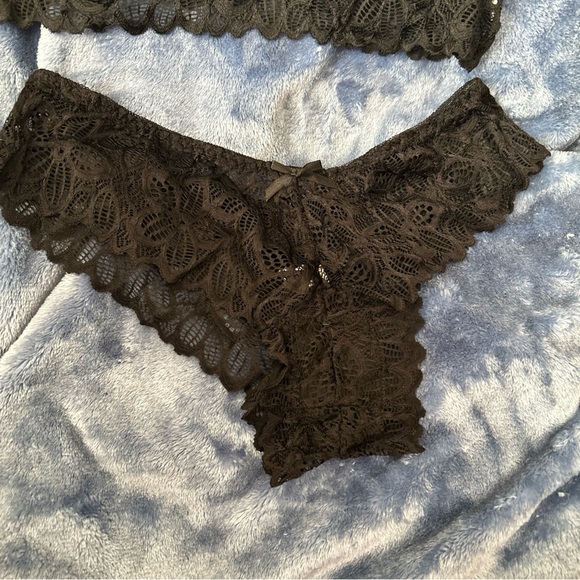 COPY - Lingerie Set Sz small Black Lace Bralette Bra Matching  Panties High L… - Picture 5 of 12